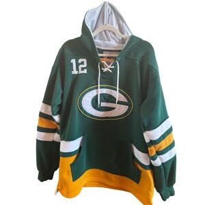 NFL Players L Green Bay Packers #12 Rodgers Long Sleeve Hooded Sweatshirt *Flaw